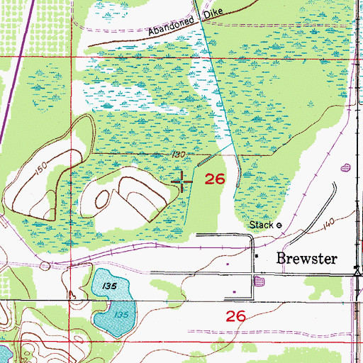Topographic Map of Brewster Census Designated Place (historical), FL