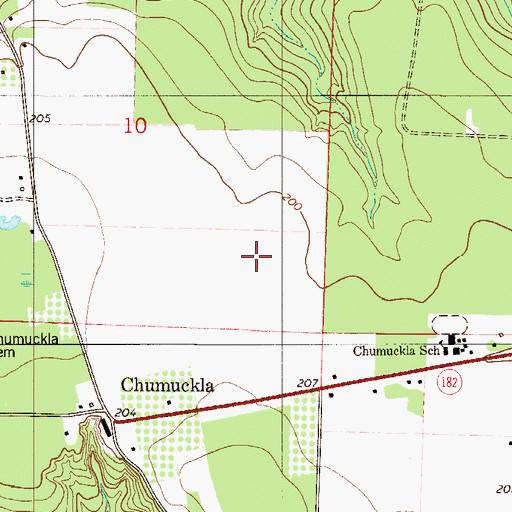 Topographic Map of Chumuckla Census Designated Place, FL