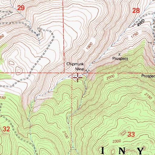 Topographic Map of Chipmunk Mine, CA