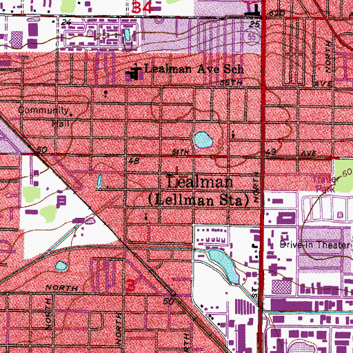 Topographic Map of Lealman Census Designated Place, FL