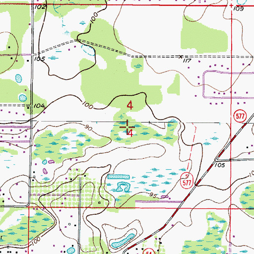Topographic Map of North Wesley Chapel Census Designated Place, FL