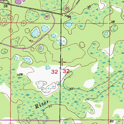 Topographic Map of River Ridge Census Designated Place, FL
