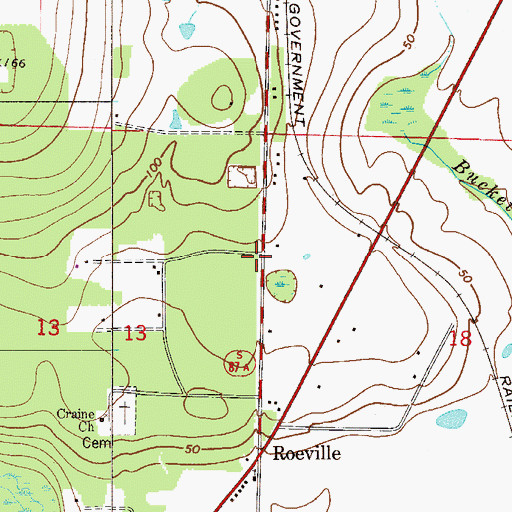 Topographic Map of Roeville Census Designated Place, FL