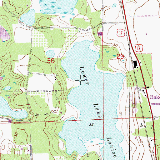 Topographic Map of Seville Census Designated Place, FL