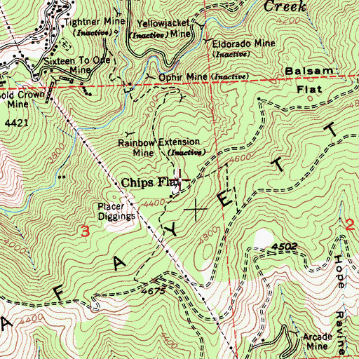Topographic Map of Chips Flat, CA