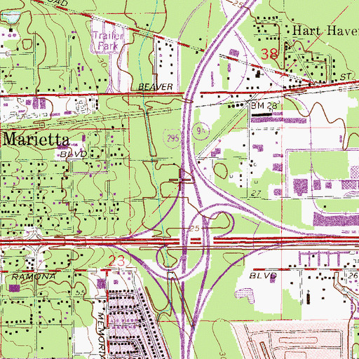 Topographic Map of Jacksonville West Division, FL