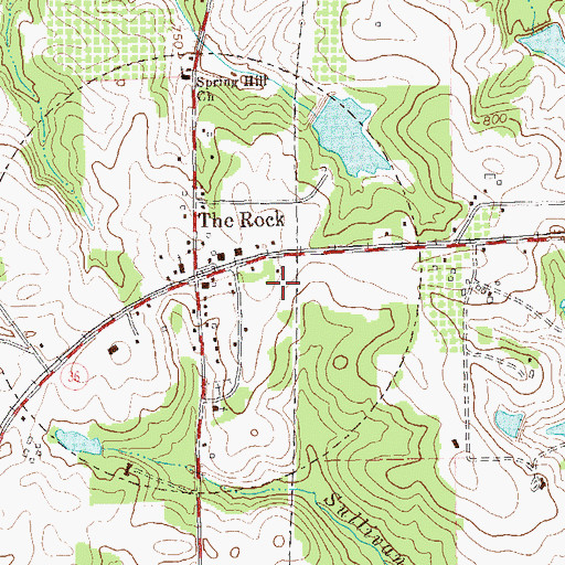 Topographic Map of The Rock Census Designated Place, GA