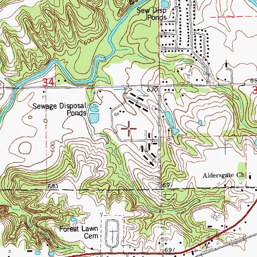 Topographic Map of Georgetown Census Designated Place, IL