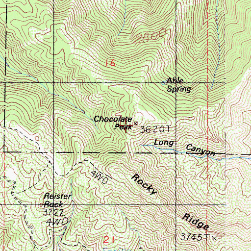 Topographic Map of Chocolate Peak, CA