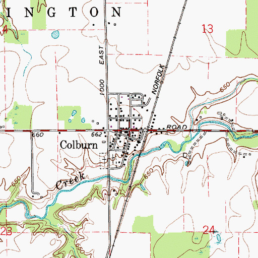 Topographic Map of Colburn Census Designated Place, IN