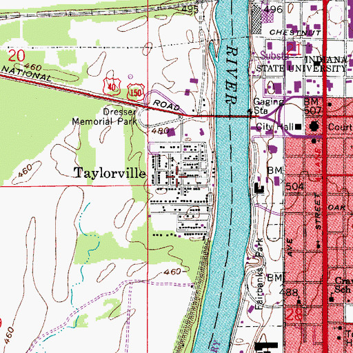 Topographic Map of Dresser Census Designated Place, IN