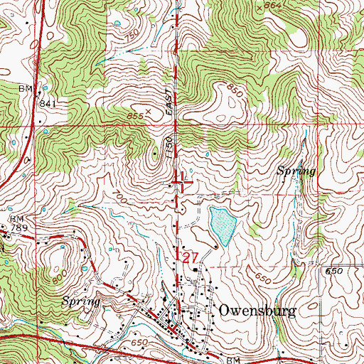 Topographic Map of Owensburg Census Designated Place, IN