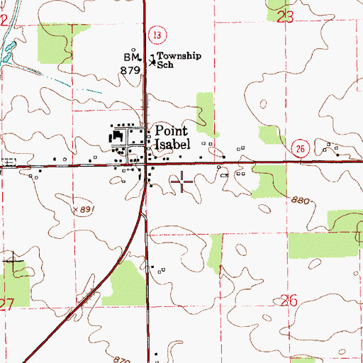 Topographic Map of Point Isabel Census Designated Place, IN