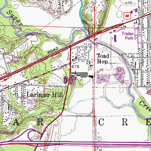 Topographic Map of Toad Hop Census Designated Place, IN