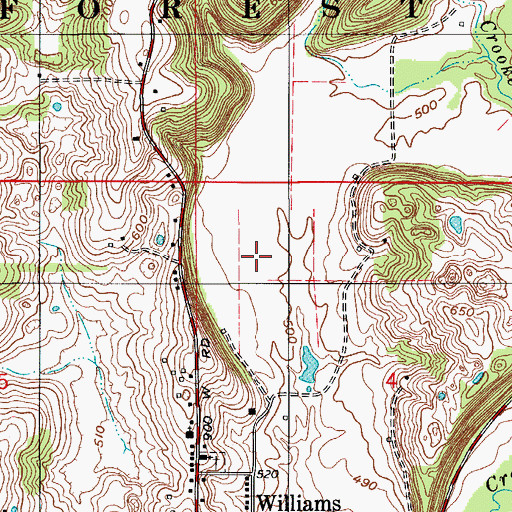 Topographic Map of Williams Census Designated Place, IN