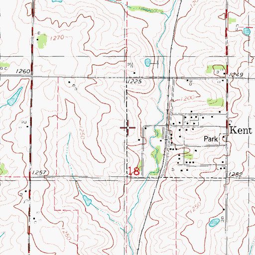 Topographic Map of Kent Census Designated Place, IA