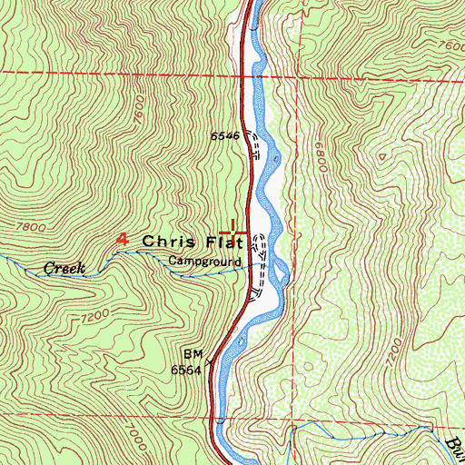 Topographic Map of Chris Flat, CA