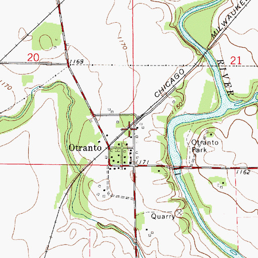 Topographic Map of Otranto Census Designated Place, IA