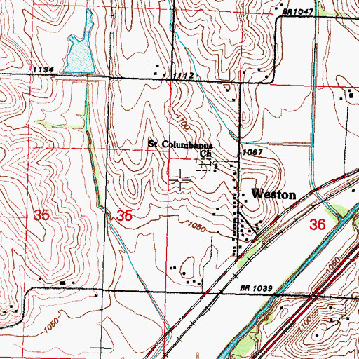 Topographic Map of Weston Census Designated Place, IA