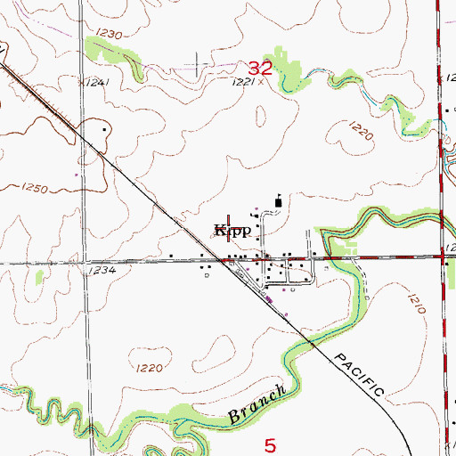 Topographic Map of Kipp Census Designated Place, KS