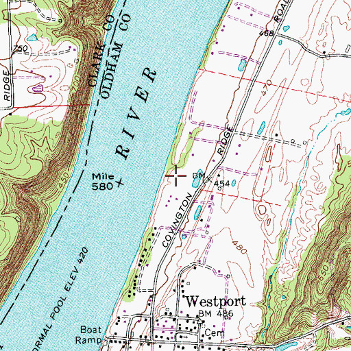 Topographic Map of Westport Census Designated Place, KY