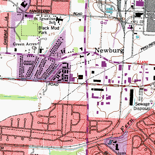 Topographic Map of Central Jefferson Division, KY