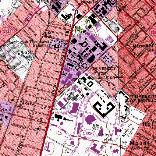 Topographic Map of Lexington-Fayette Central Division, KY