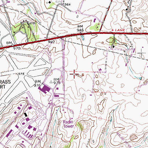 Topographic Map of Lexington-Fayette Southwest Division, KY