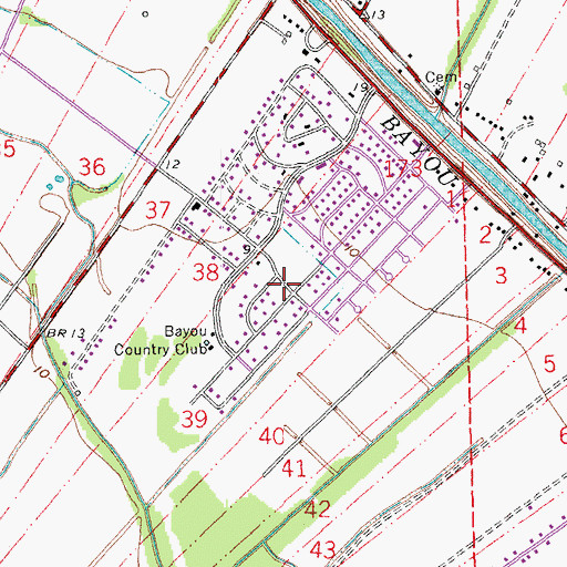 Topographic Map of Bayou Country Club Census Designated Place, LA
