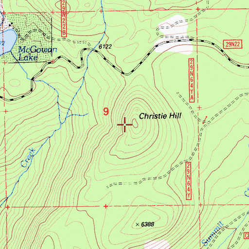 Topographic Map of Christie Hill, CA