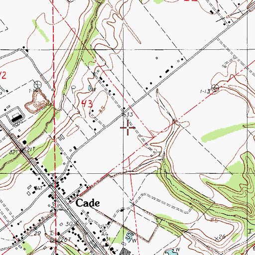 Topographic Map of Cade Census Designated Place, LA