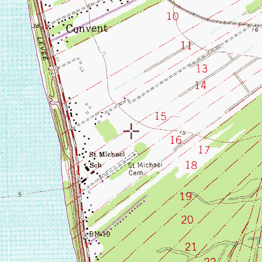 Topographic Map of Convent Census Designated Place, LA