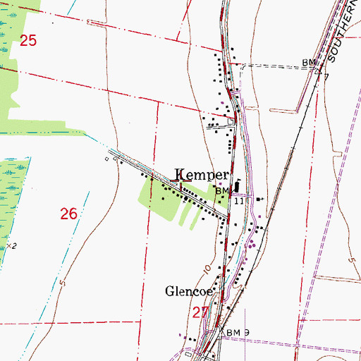 Topographic Map of Glencoe Census Designated Place, LA
