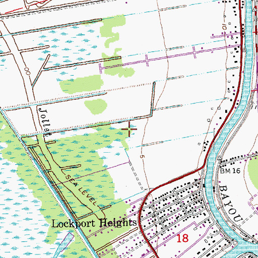 Topographic Map of Lockport Heights Census Designated Place, LA