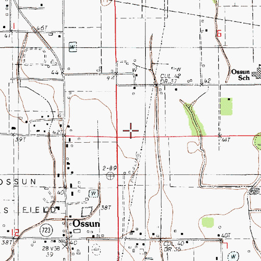 Topographic Map of Ossun Census Designated Place, LA
