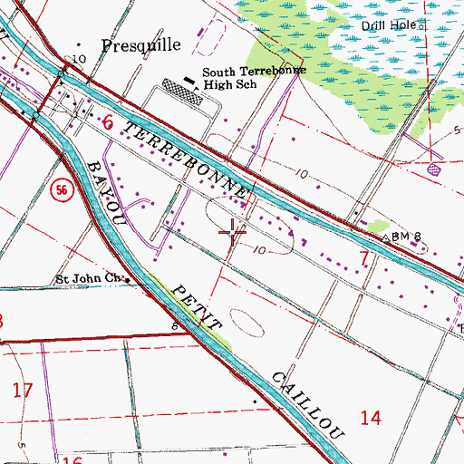 Topographic Map of Presquille Census Designated Place, LA