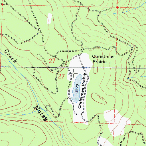 Topographic Map of Christmas Prairie, CA