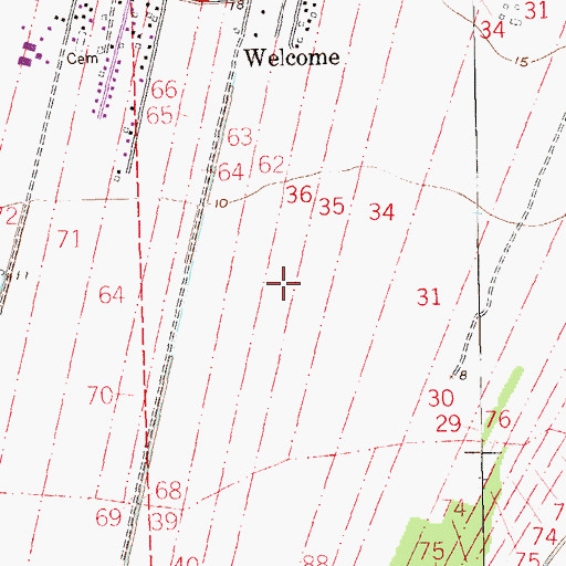 Topographic Map of Welcome Census Designated Place, LA