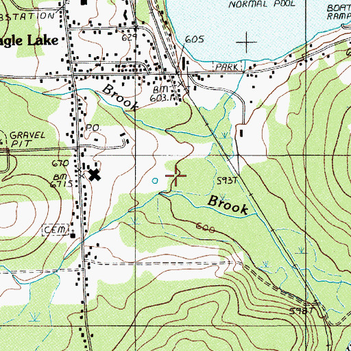Topographic Map of Eagle Lake Census Designated Place, ME