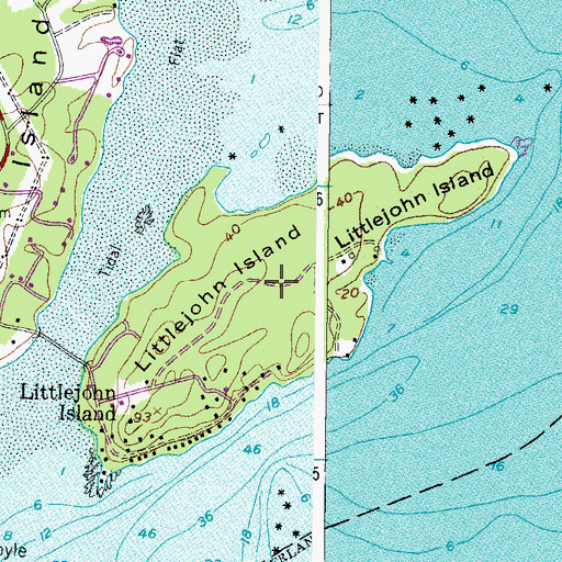 Topographic Map of Littlejohn Island Census Designated Place, ME