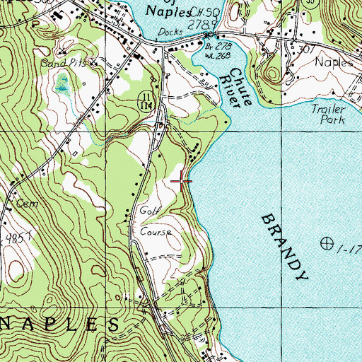 Topographic Map of Naples Census Designated Place, ME