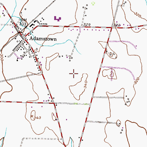 Topographic Map of Adamstown Census Designated Place, MD