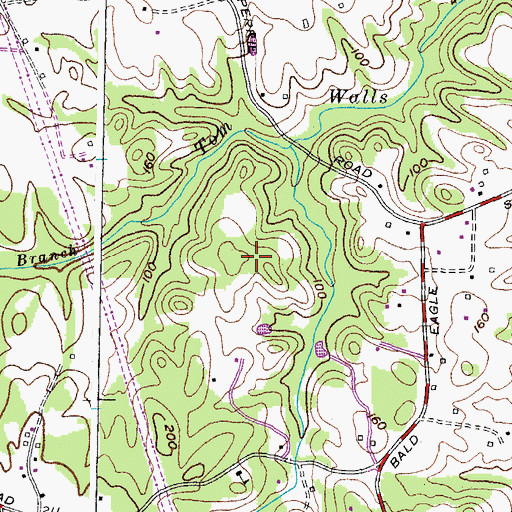 Topographic Map of Baden Census Designated Place, MD