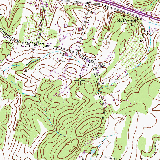 Topographic Map of Bartonsville Census Designated Place, MD