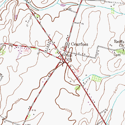 Topographic Map of Cearfoss Census Designated Place, MD