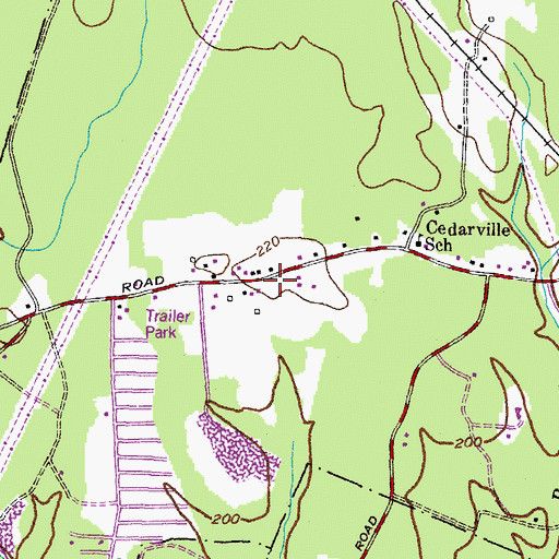 Topographic Map of Cedarville Census Designated Place, MD