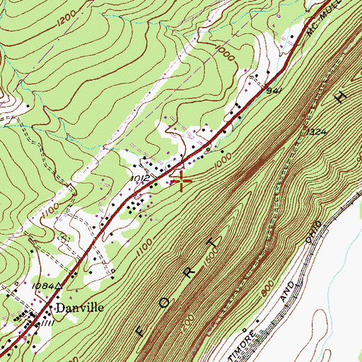 Topographic Map of Danville Census Designated Place, MD