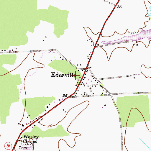 Topographic Map of Edesville Census Designated Place, MD