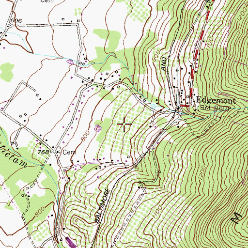Topographic Map of Edgemont Census Designated Place, MD