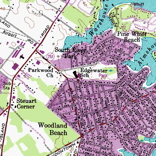 Topographic Map of Edgewater Census Designated Place, MD